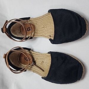 UGG Black Calf Hair Strap up Espadrilles size 7